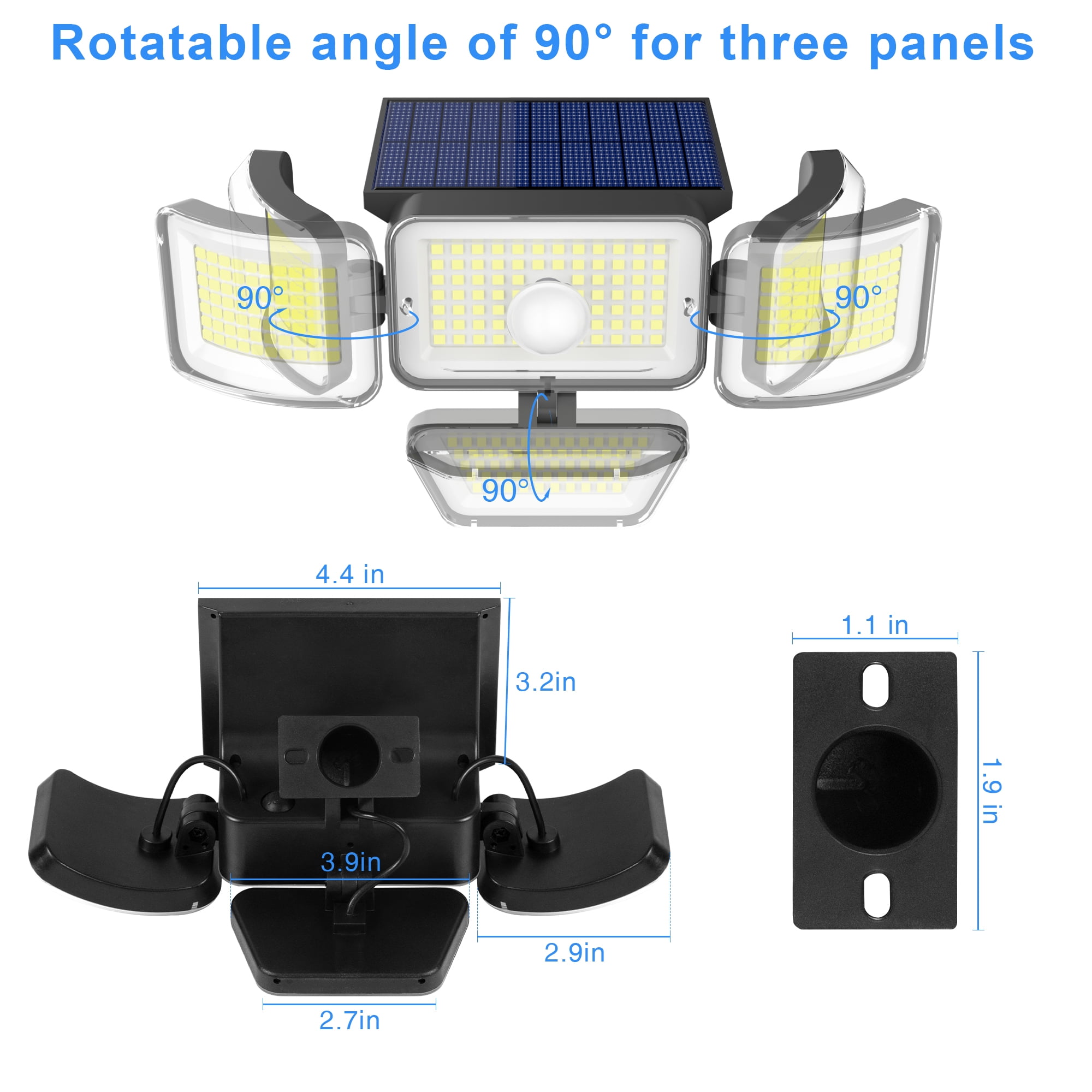 CHARKEE Outdoor Solar Lights,Solar Powered Security Flood Lights with Motion Sensor,4 Pack 3000LM 270°Adjustable for Outside Garage Porch Wall Garden
