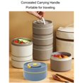 thumbnail image 2 of Round Metal Bento Boxes, Portable Double Layer Food Lunch Box Stainless Steel Hot Lunchbox Home Container Bowl for Student and Kids Office Work Home Picnic Use (Estilo aislado, café oscuro.), 2 of 9