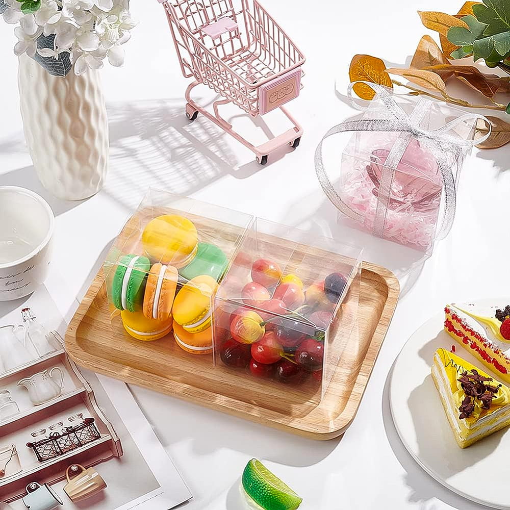 Plastic Easter Party Favor Box 3.5 x 3.5 x 3.5inch Transparent Gift Box Plastic Storage Container for Packaging Cube Birthday Wedding Party