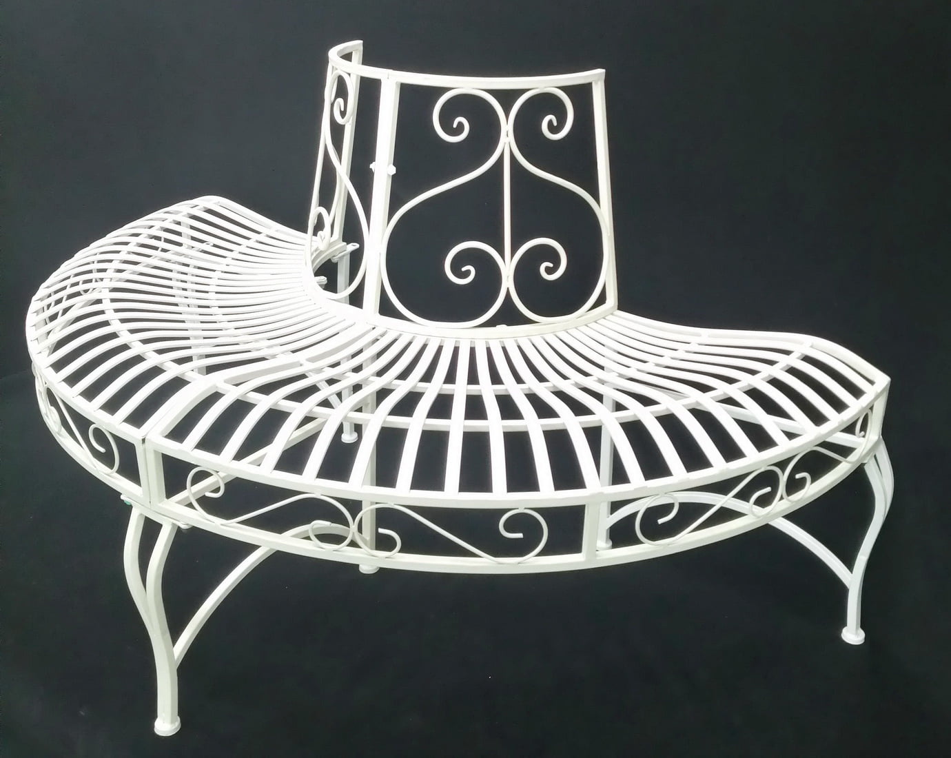 4' Solid White Home Furniture Collections Semi-Circle Tree-Wrap Bench