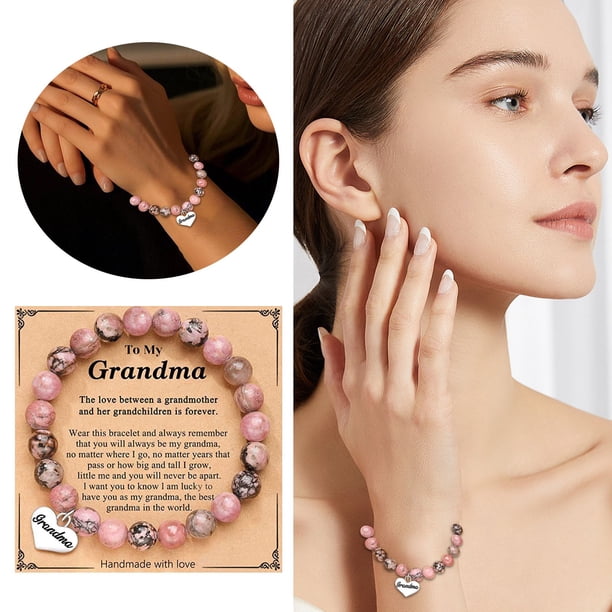 Pulsera de Piedra Natural Púrpura Tianhe Esmerilado Piedra Volcánica con Tarjeta Pulsera de Piedra Natural