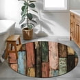 thumbnail image 5 of Vintage Wood Grains Round Rug 4ft Washable Circle Entryway Rugs Non Slip Farmhouse Colorful Wooden Texture Area Rug Indoor Floor Carpet for Bedroom Kitchen Living Room Home Office Dining Room Nursery, 5 of 7