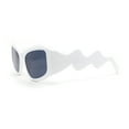 thumbnail image 3 of Womens Mod Angular Brow Cat Eye Thick Wavy Arm Plastic Sunglasses White - Black, 3 of 4