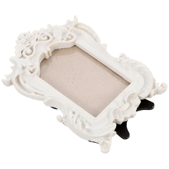 ifundom European Style White Embossed Picture Frame Resin Desktop Photo Display Holder
