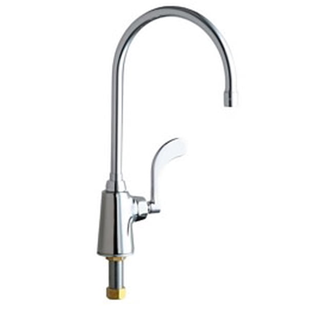 Chicago Faucet 50-E35ABCP Chrome Single Hole Kitchen Faucet - Commercial Grade, Brass, Lever Handles