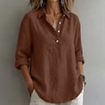 thumbnail image 5 of Purcolt Women's Linen Button Shirt Long Sleeve Loose Blouse with Pocket for Summer Travel Beach Work Outfits Solid Work Business Casual Tops, 5 of 6