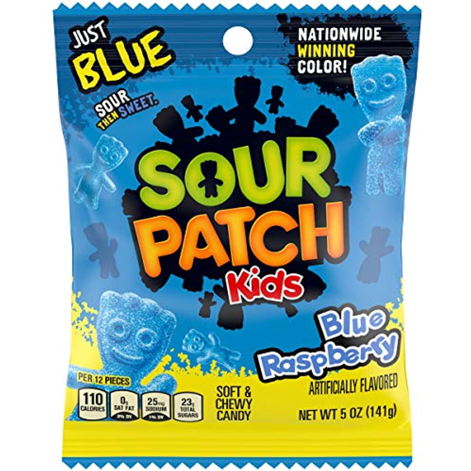 Sour Patch Kids Blue Soft Chewy Candy In 5 Oz Bags, Raspberry, 12 Count
