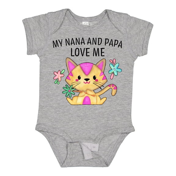 Inktastic My Nana and Papa Love Me with Cute Kitten and Flowers Boys or Girls Baby Bodysuit