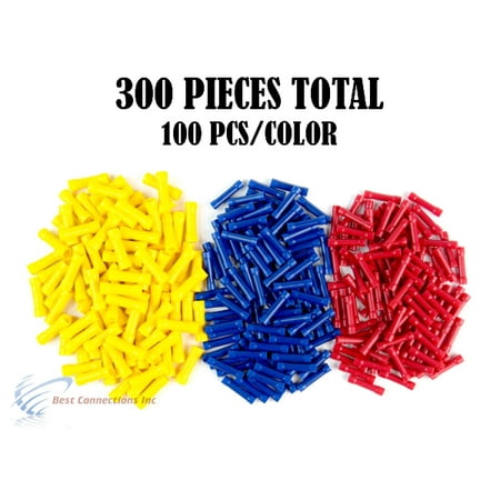 300 PCS Red Blue Yellow Vinyl Butt Connector 22-10 Gauge 12V Electrical (Best Way To Use A Butt Plug)
