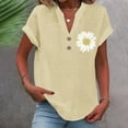 thumbnail image 2 of Zpanxa Womens Summer Tops, Fashion Solid Button Shirt Female V-Neck Loose T-Shirt Blouse Yellow L, 2 of 4