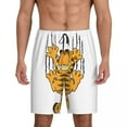 thumbnail image 1 of Custom Print Men Manga Garfields Cartoon Anime Cat Pattern Pajama Bottoms Sleepwear Pjs Sleep Shorts with Pockets, 1 of 7