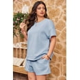 thumbnail image 3 of Womens 2 Pieces Loungewear Knit Sets Short Sleeved Casual Tops & Elastic Waist Shorts Pants Sport Wear, 3 of 6