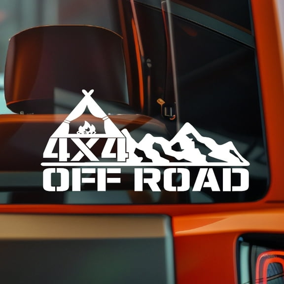 4X4 Off road Mountain Vinyl Decal Sticker Bumper Window Laptop 8x4" White
