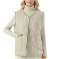 thumbnail image 4 of cocolona Womens Plus Size Puffer Vest Casual Sleeveless Down Jacket Fleece Quilted Vest Winter Fashion Solid Color Coats Outwear, 4 of 7
