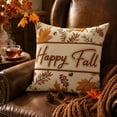 thumbnail image 5 of Beautynvta Happy Fall Pillow Cover, Vintage Embroidered Pumpkin Throw Pillowcase, Square Cushion Case with Maple Leaf Floral Print for Thanksgiving Farmhouse Couch Decor, 5 of 7