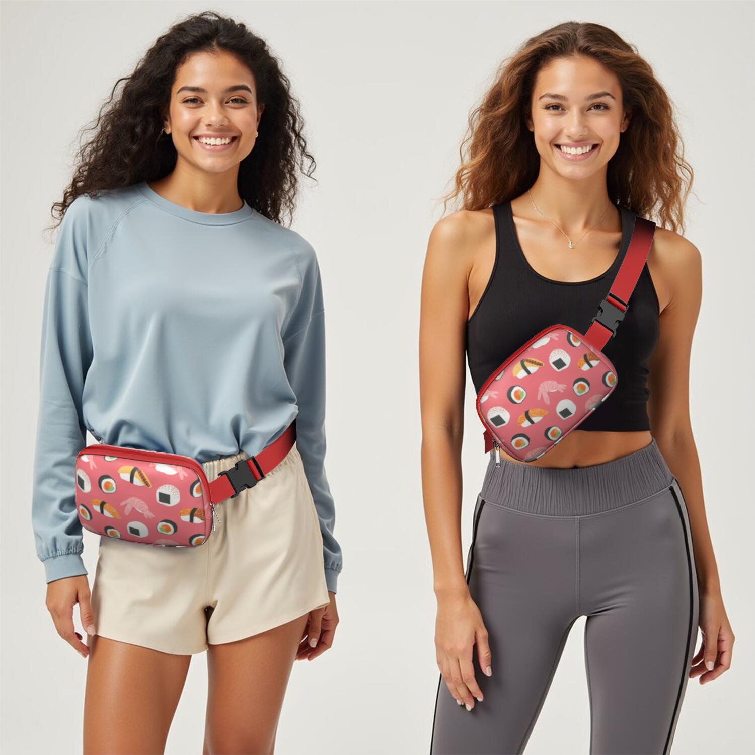 Waist Packs Bag Sushi Belt Bag Sporty Waist Pack for Women Casual Waist Packs with Adjustable Strap Waterproof Belt Bag for Daily Leisure Music Festival/Event