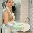 thumbnail image 3 of 1 Pair Rubber Cleaning Gloves for Dishwashing, Reusable Kitchen Gloves for Washing Dishes and Household Cleaning,Dish Gloves with Flocked Lining and Non-Slip Grip, Pefect for Woman Men (12x10cm), 3 of 9