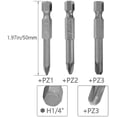 thumbnail image 2 of AVEKI Pozidriv Screwdriver Bits, PZ1+PZ2+PZ3 Pozidriv Head Screw Driver Bit, with 1/4 Inch Hex Shank, 50mm Length S2 Steel Screw Driver Kit Tools, for Repair Work, 1 Set 0601M, 2 of 7
