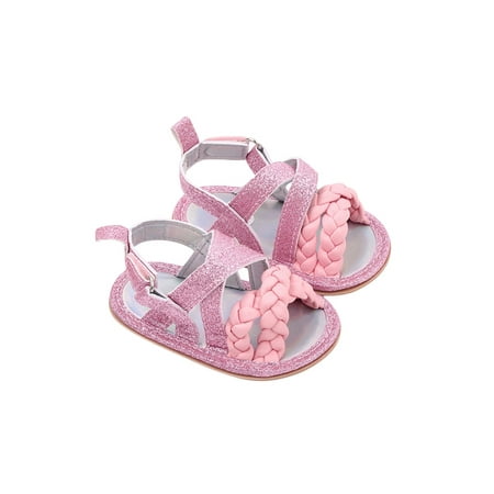 

Girl Sequins Shoes Soft Sole Bottom Cutout Breathable Anti-Slip Soft Home Sandal Shoes