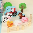 Wooden Farm Animals Toys, Take-Along Sorting Barn Toy with Wooden Train ...