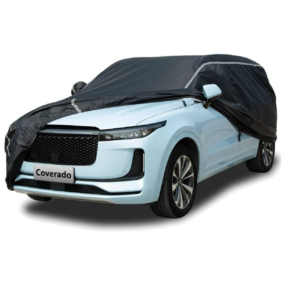 Car Cover Waterproof All Weather Suv - Coverado Black Car Cover Uv Protection With Zipper Door Cotton Backing Snowproof Hail Protection Windproof Universal Fit For Suv (206""-215"")
