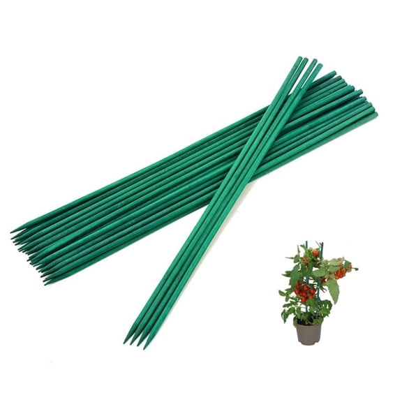 Green Plant Stakes,Garden Bamboo Plant Sticks for Indoor and Outdoor Plants,Topboutique Sturdy Wood Flower Sticks,Floral Plant Stakes for Supporting Vines Stalks Grow Upright,16 inch