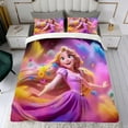 thumbnail image 4 of Enredados, Princesa Rapunzel Conjunto de sábanas temático, trío de piezas, cómodo y amigable con la piel, diseño único, regalo de decoración para el hogar para familiares, amigos y fans,140cm *210cm, 4 of 6