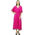 thumbnail image 1 of Bimba Robe Kaftan Longue en Rayonne pour Femme avec Pompon, Designer Chic, Maxi Caftan, 1 of 9