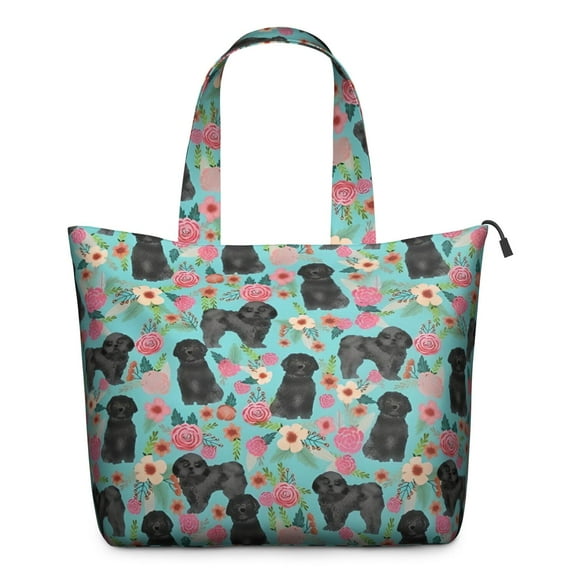 Bichon Dog Blue Florals Travel Tote Bags for Women Carry On,Large Weekender Bags for Women Travel,Multi Functional Duffle Bag for Work,Shopping,Sports