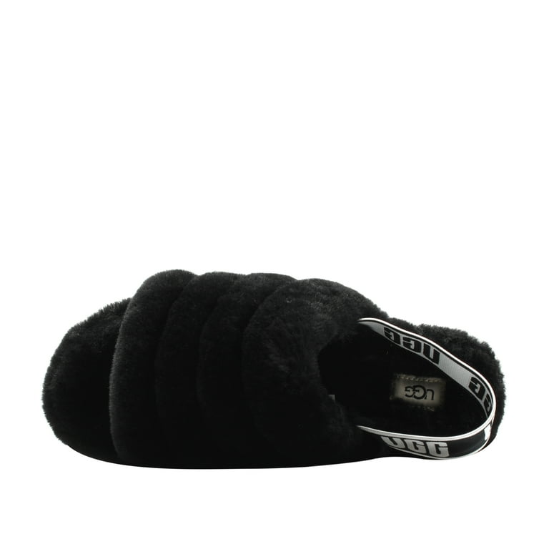 UGG Women's Fluff Yeah Slide Slipper Black, Sheepskin Upper