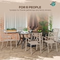 thumbnail image 3 of 59 Inch Outdoor Dining Table for 6, Steel Frame Patio Table with Wood Grain Top and Umbrella Hole, Rustic Brown Garden Table for Backyard, Terrace, and Outdoor Entertaining, 3 of 7