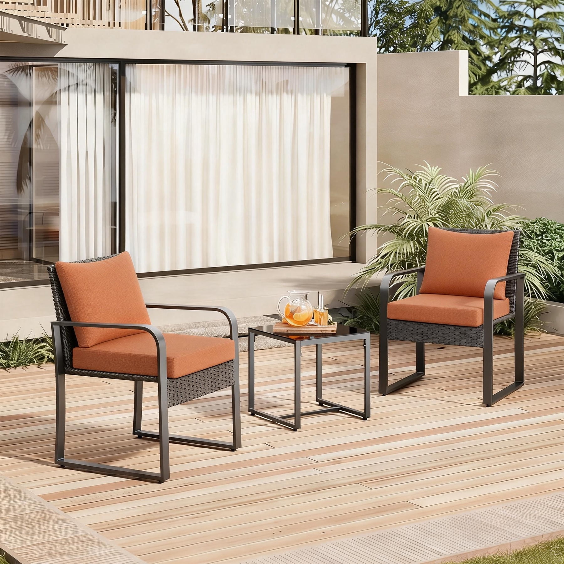 Goodgoods 24" x 24" Indoor & Outdoor Deep Seat Chair Cushions Set of 2, Water & Fade Resistant, Tangerine