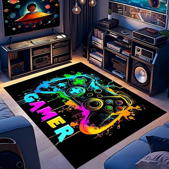 LAMIRO Gaming Rug for Boys Bedroom - Soft and Durable Gamer Carpet for Game Room Carpet