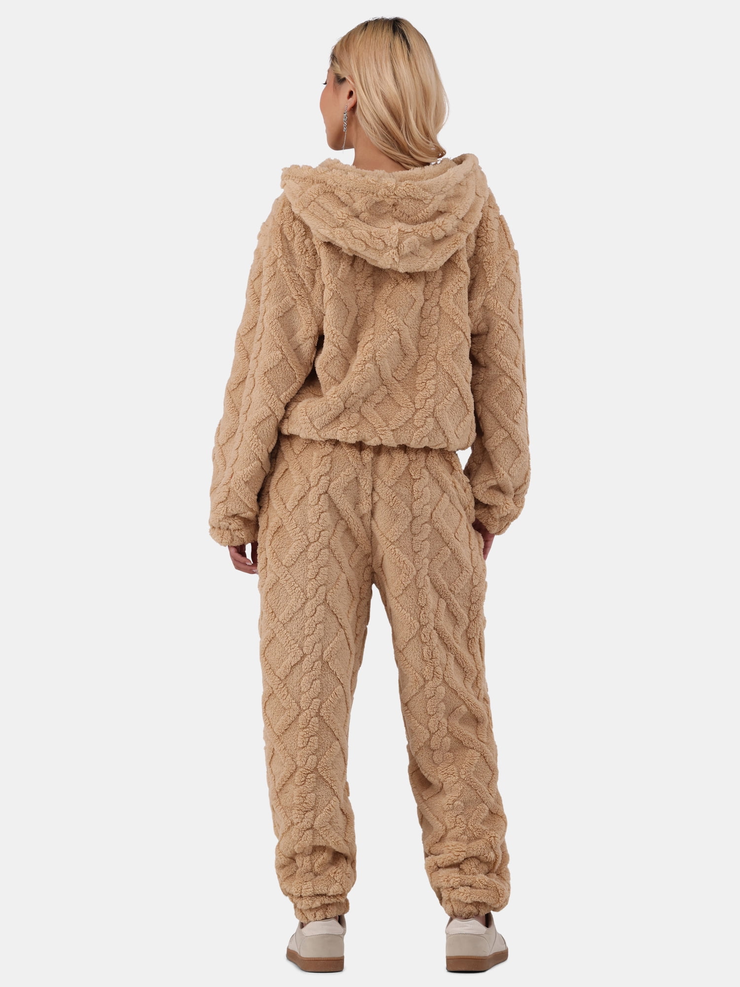 No Boundaries Embossed Fleece Hoodie & Joggers Set, 2-Piece, Women's
