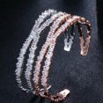 thumbnail image 5 of Cubic Zirconia X Shaped Austrian Crystal 585 Rose Gold Plated Cross Cuff Bangle, 5 of 9