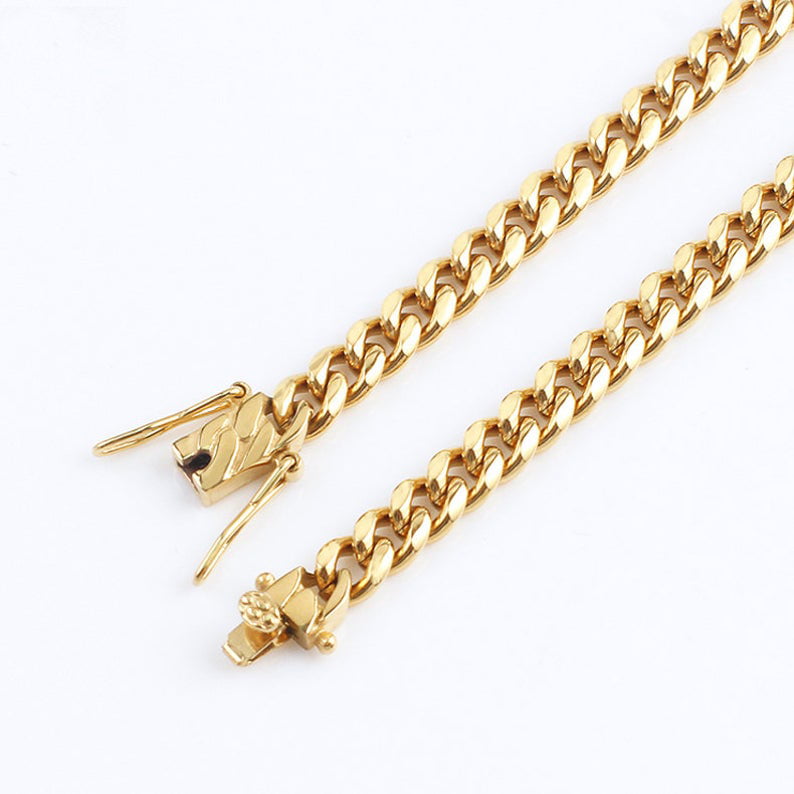 BINTU - 12MM Gold Chain 14K Miami Cuban link Curb Necklace for Men Boys ...