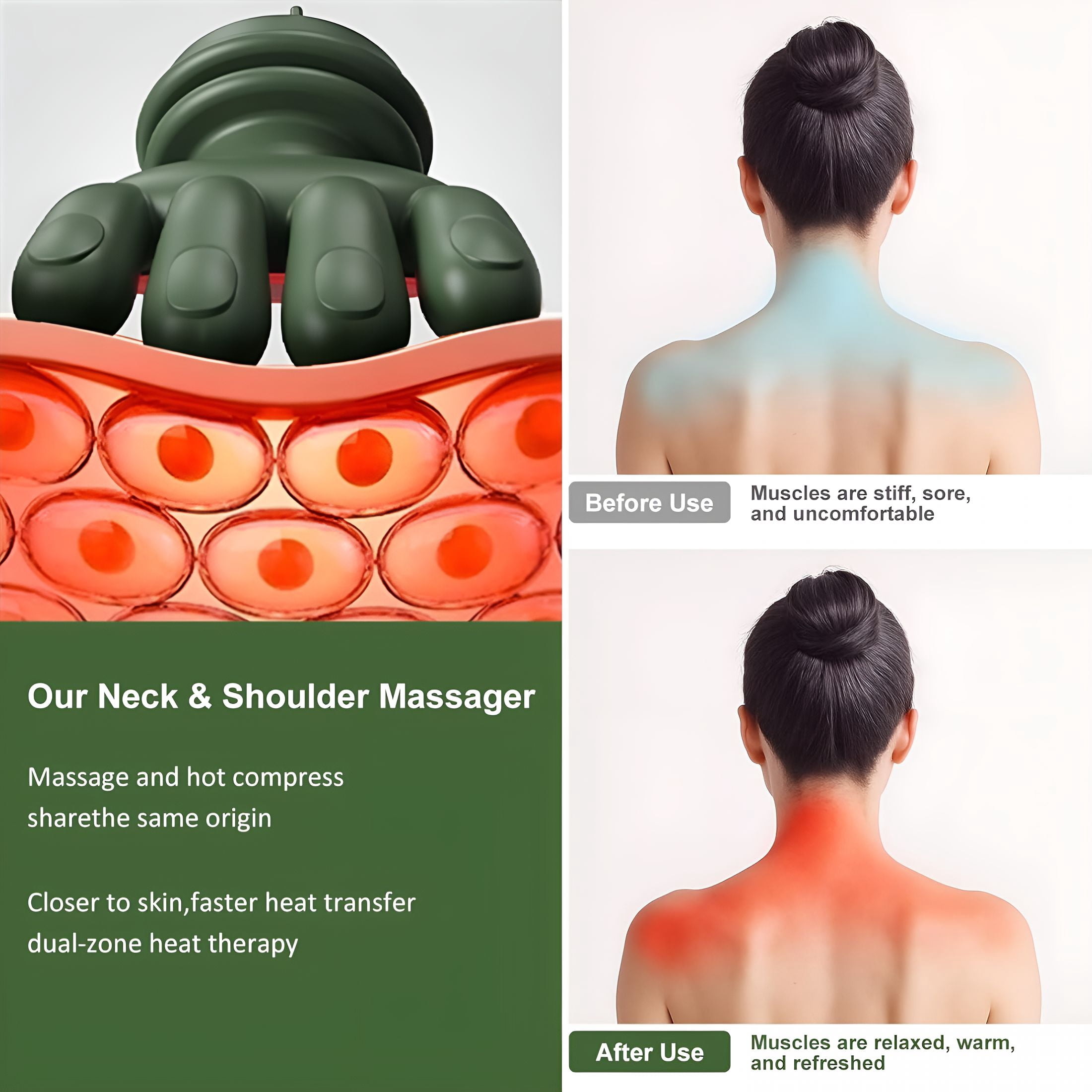 OITY Neck Massager with Heat, Shiatsu Neck and Shoulder Massager with 4D Kneading Fingers, Lcd Display & Adjustable Intensity, Heated Neck Massage Device