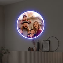 UPONRAY Circular Photograph Custom Neon Signs, Usb Powered with Adjustable Brightness Wall Decor for Gifts, Dark Blue, 20 inch