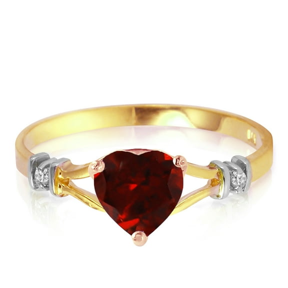 Galaxy Gold GG 14K Yellow Gold 0.47 Carat Natural Diamonds and Heart-Shaped Garnet Ring - January Birthstone - Energy & Devotion - Sizes 5.5 to 11 - Fine Jewelry for Women