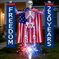 thumbnail image 6 of Funny 12ft Skeleton 4th of July Outfit,Lighted Up Giant Skeleton Accessories Including Freedom 250 Years Banners,23ft Lights String for Independence Day USA 250th Anniversary Decor, 6 of 6