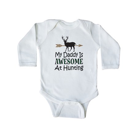 

Inktastic My Daddy is Awesome at Hunting Gift Baby Boy or Baby Girl Long Sleeve Bodysuit