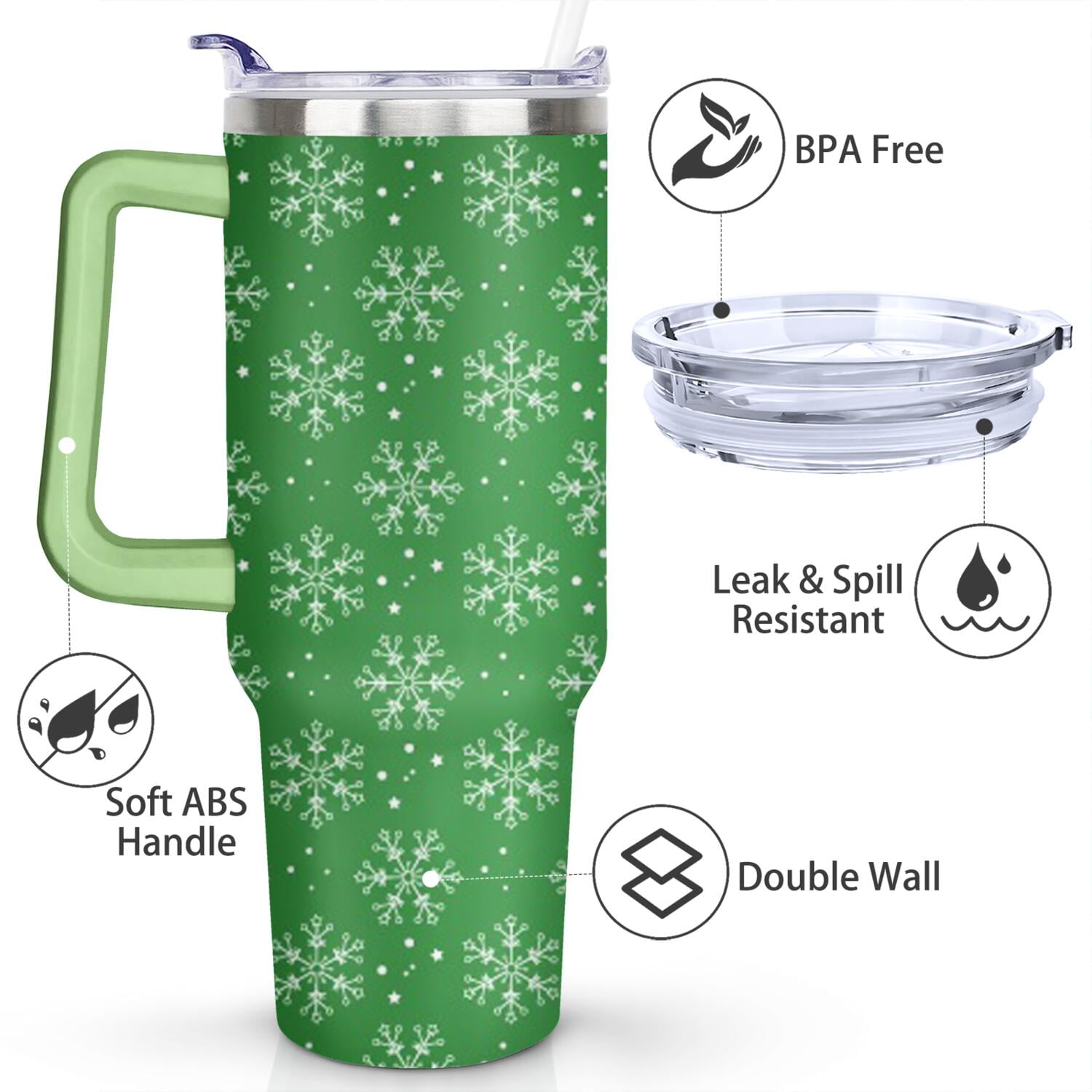 Christmas Gifts 40 oz Tumbler with Handle and Straw Lid,Cute Gifts for Women Winter Gnome Vacuum Insulated Leak Proof Tumbler,Holiday Accessories Stainless Steel Coffee Cup