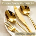 thumbnail image 3 of Astercook 25-Piece Gold Silverware Set with Steak Knives, Flatware Tableware Set for 4, Great Food-Grade Stainless Steel Cutlery Set, Mirror Polished Dining Utensils Set, Perfect for Home Restaurant, 3 of 7