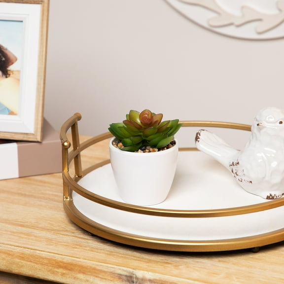 Northlight Mini White Potted Artificial Succulent Plant - 4"