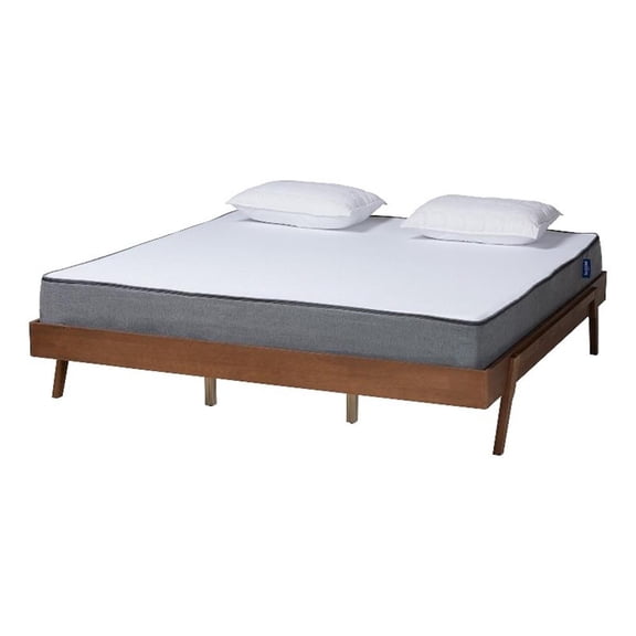 Baxton Studio Sarita Ash Walnut Finished Wood King Size Bed Frame