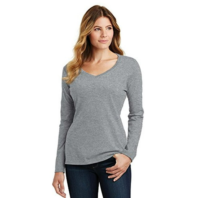 Port & Company ® Ladies Long Sleeve Fan Favorite V-Neck Tee. Lpc450vls S Athletic Heather