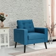 thumbnail image 2 of Costway Modern Accent Armchair Upholstered Single Sofa Chair w/ 2-Side Pockets Navy, 2 of 10