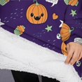 thumbnail image 3 of Oversized Wearable Blanket Hoodie,Cute Halloween Icons Pattern Sherpa Blanket Hoodie with Super Pockets,Super Warm Fuzzy Pullover for Women & Men, 3 of 6