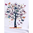 thumbnail image 4 of Colorful Butterfly Tree Print Sports T-shirt, Fashion Short Sleeve Round Neck Casual Top, Women's Activewear, 4 of 7