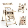 thumbnail image 5 of Loewten 3-in-1 Baby High Chair,Convertible Baby Swing,Foldable Infant Dining Chairs Seat with Wheels for Babies and Toddlers,Brown, 5 of 11